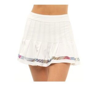 Lucky in Love White Pleated Mini Skirt with Multicolor Trim
